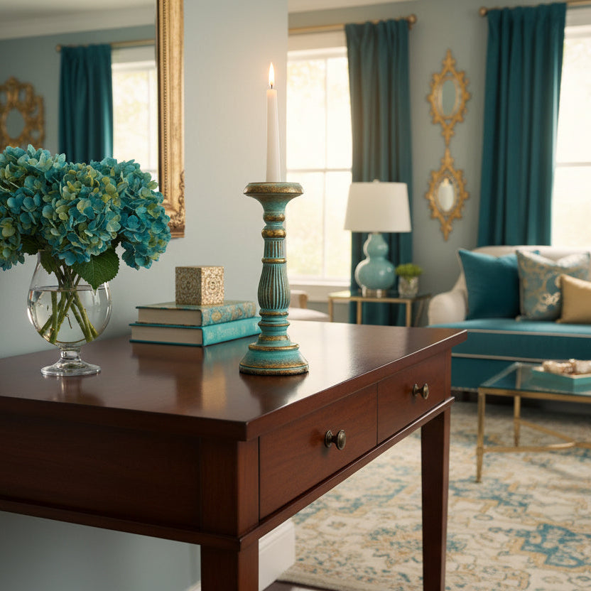 Candle Stand - Turquois Gold - Small