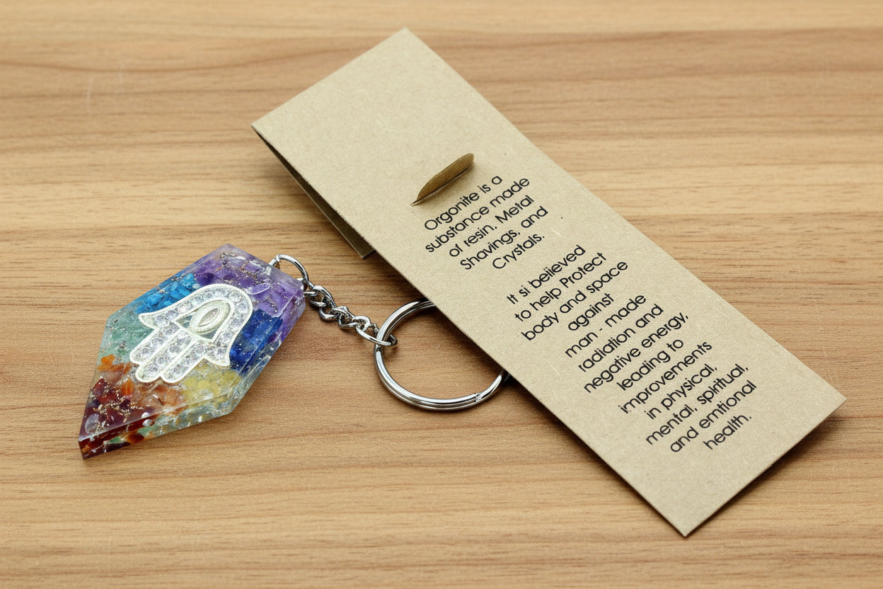 Orgonite Power Keyring - Chakra Hamsa