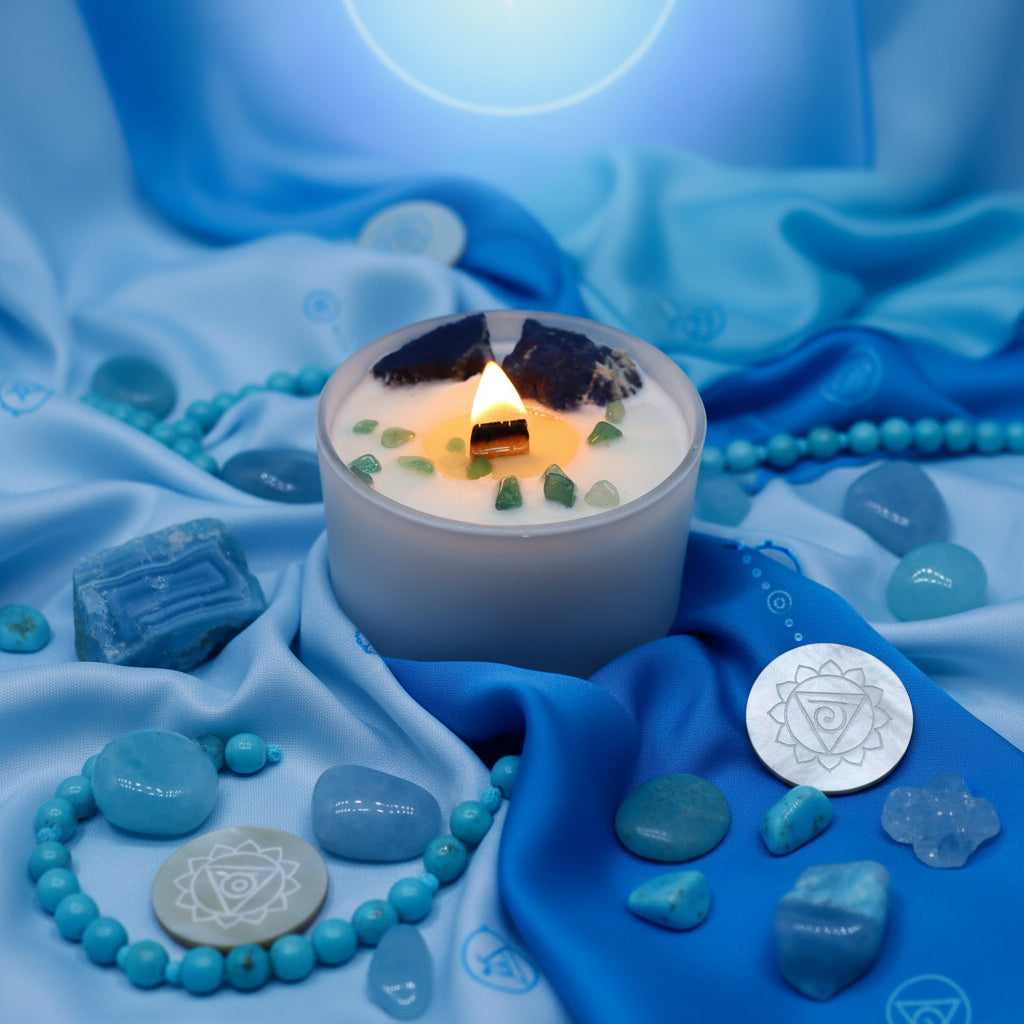 Chakra Crystal Candles - Throat