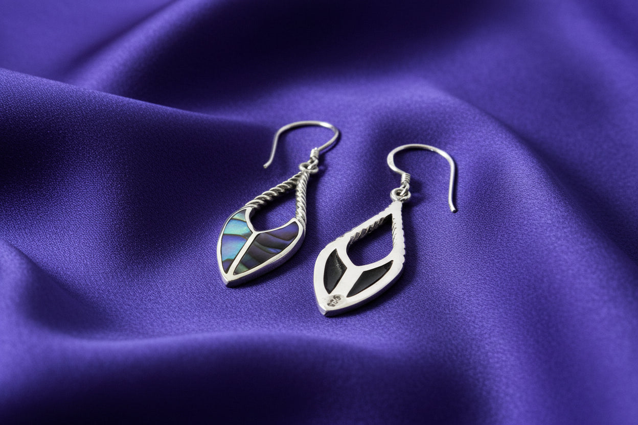 Abalone & Silver Earrings - Spear Drops