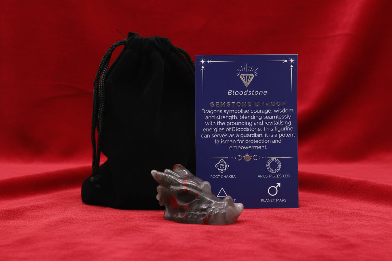 Gemstone Small Dragon Head- Bloodstone