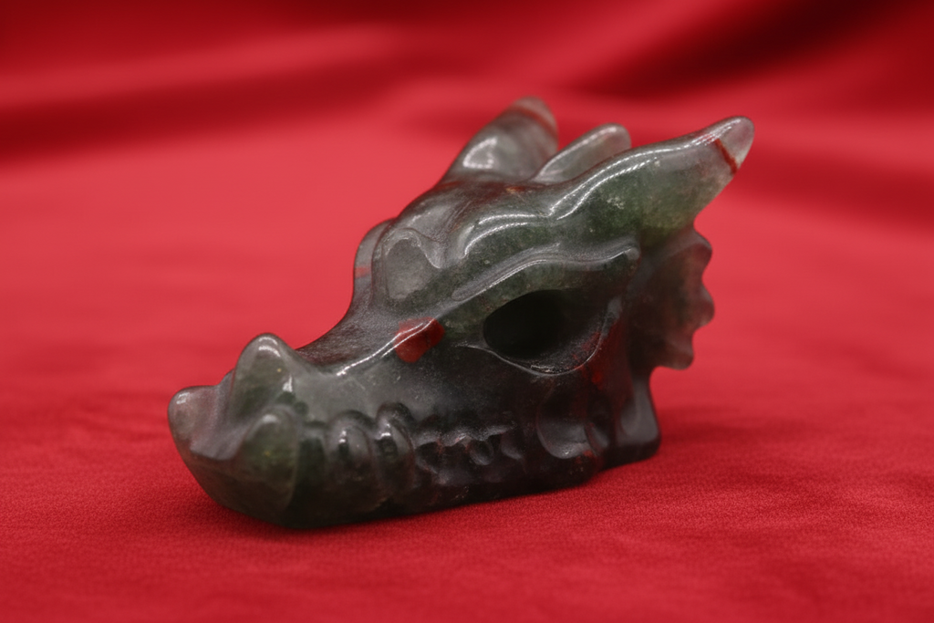 Gemstone Small Dragon Head- Bloodstone