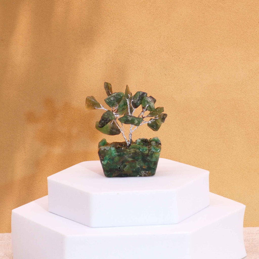 Mini Gemstone Tree On Orgonite Base - Green Aventurine (15 stones)