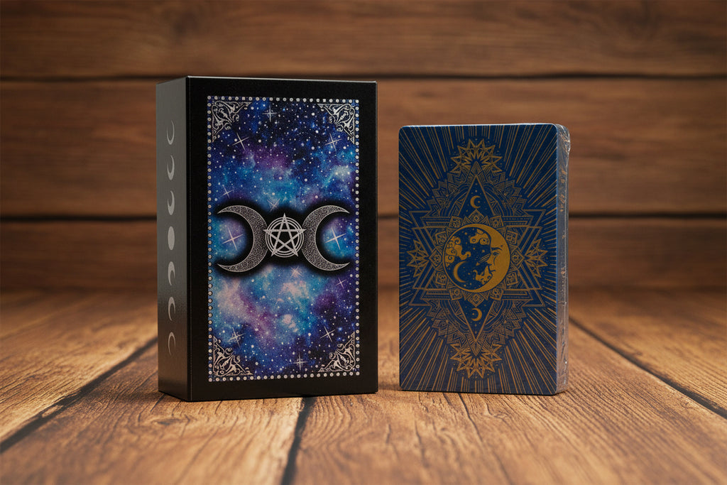 Blue Foil Tarot Card Set - Moon Face