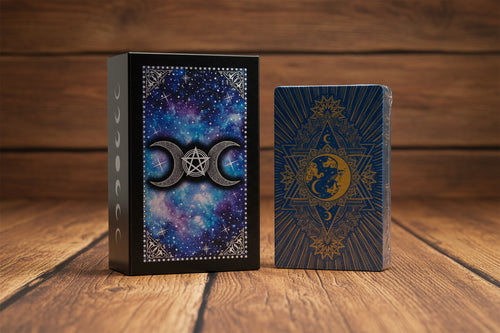 Blue Foil Tarot Card Set - Moon Face