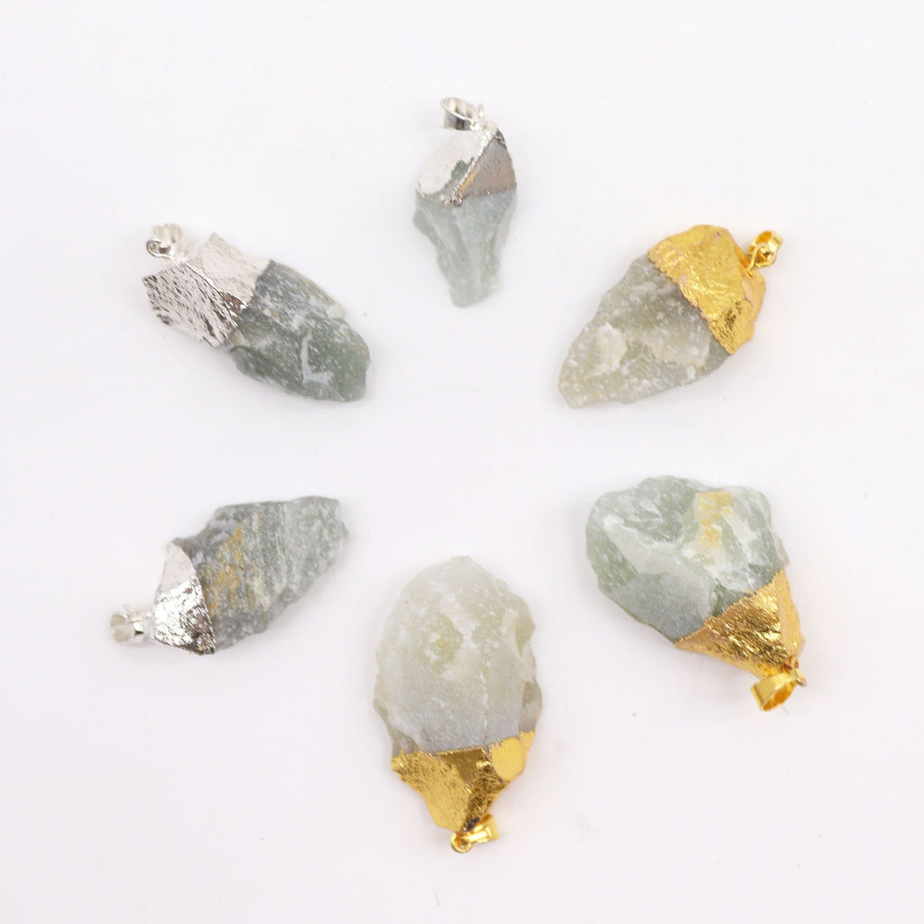 Gold & Silver Plated Jade Pendants - 6 pieces