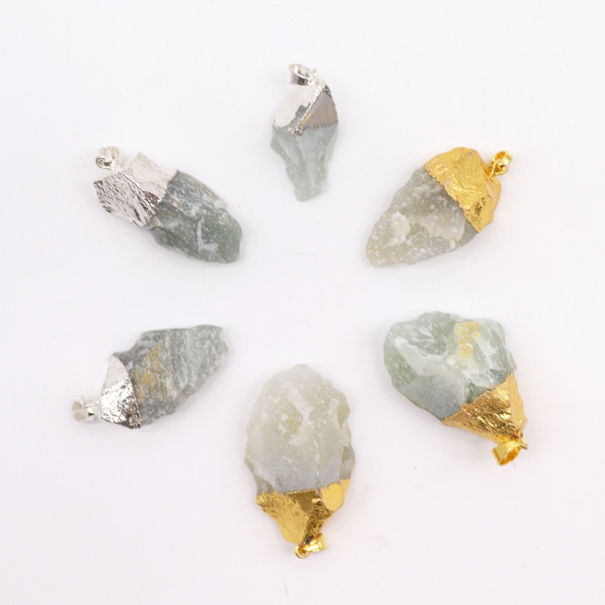 Gold & Silver Plated Jade Pendants - 6 pieces