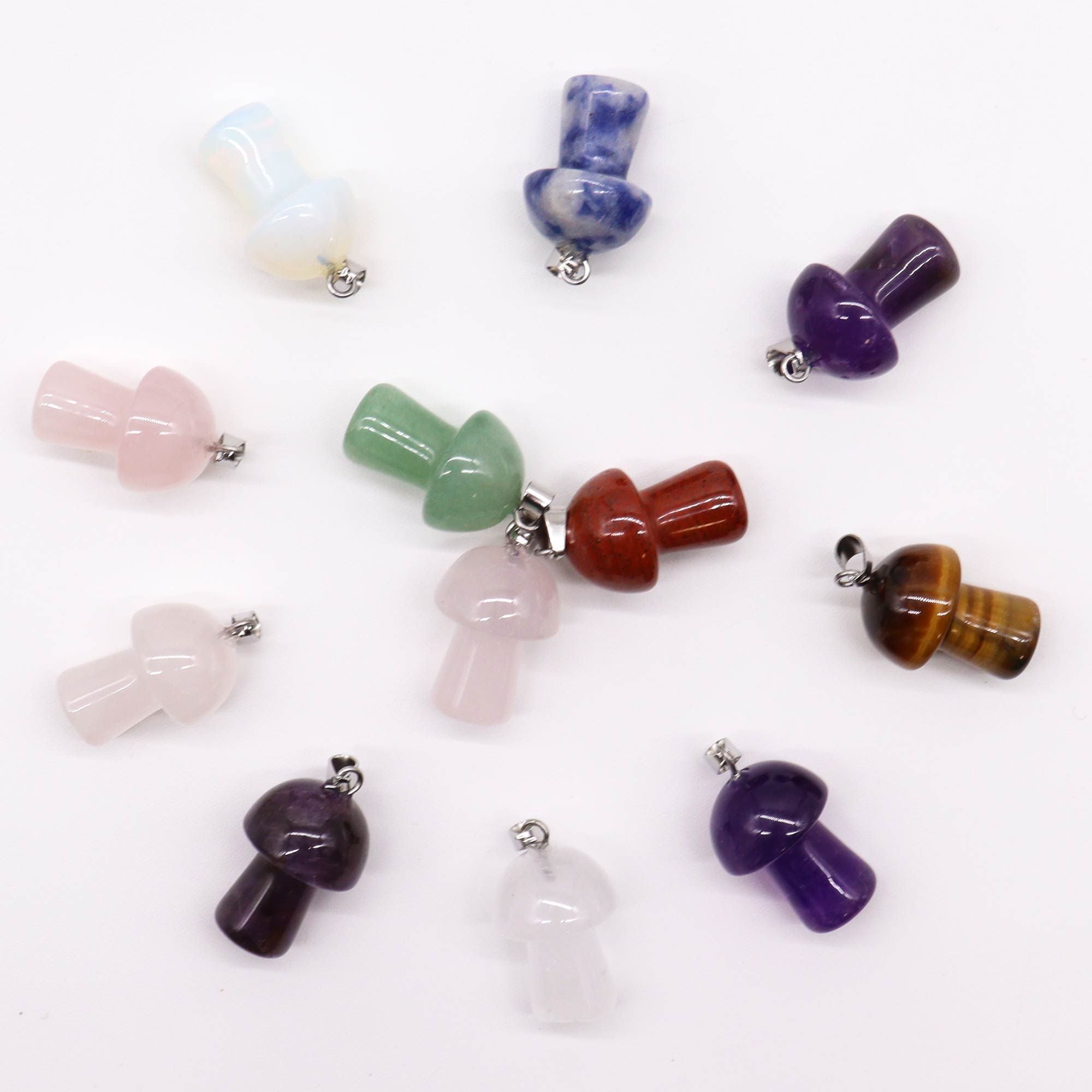 Gemstone Mushroom Pendants  - 12 pieces