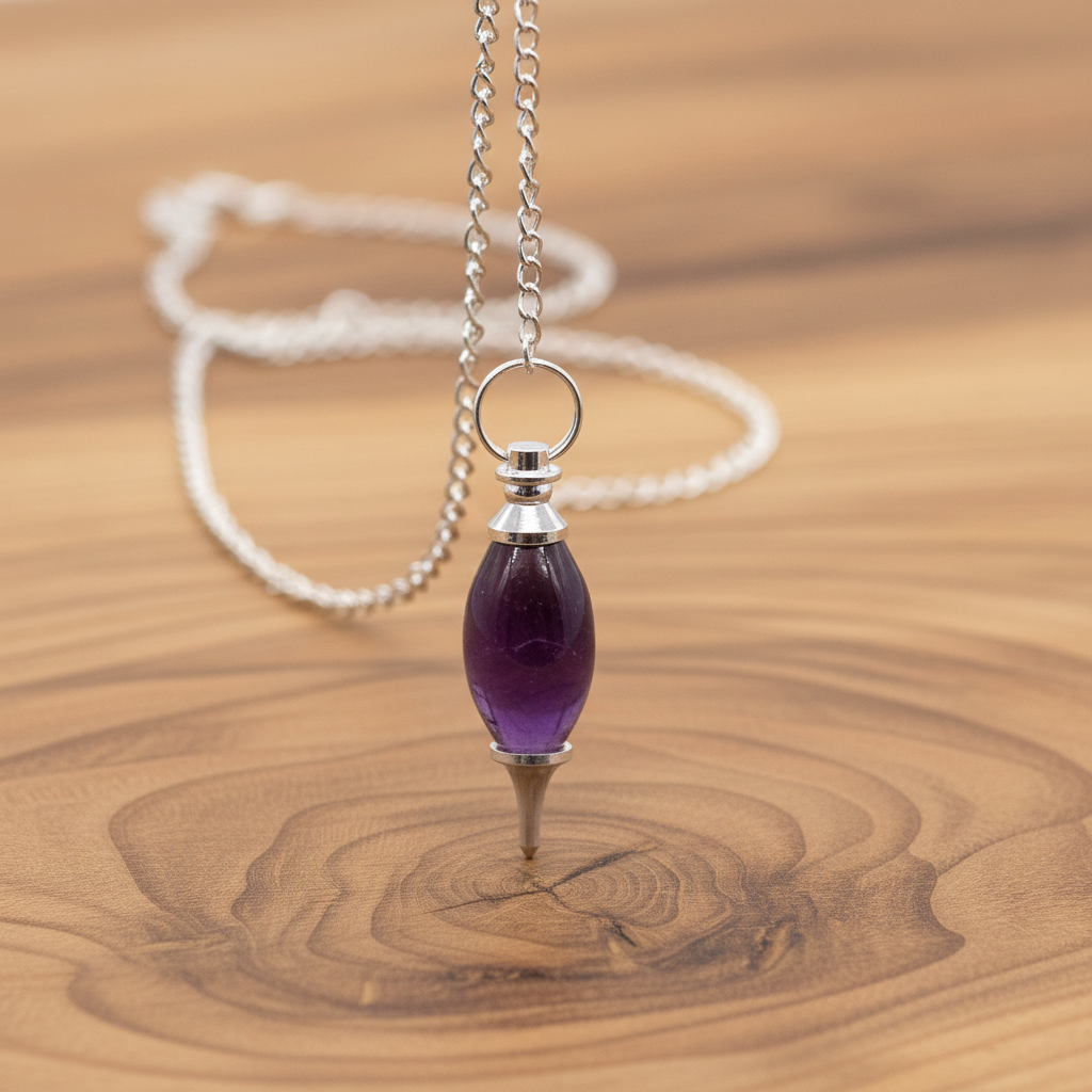 Lingam Shaped Gemstone Pendulum - Amethyst