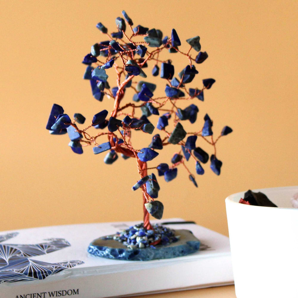 Large Gemstone Tree - Sodalite on Blue Agate Base (100 stones)