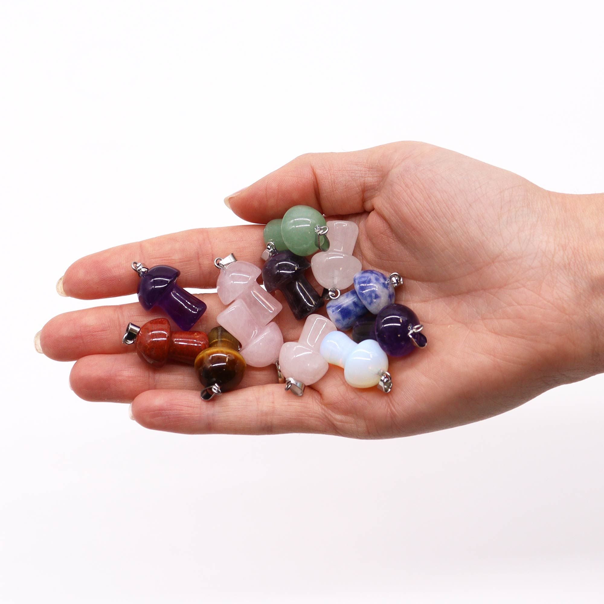 Gemstone Mushroom Pendants  - 12 pieces