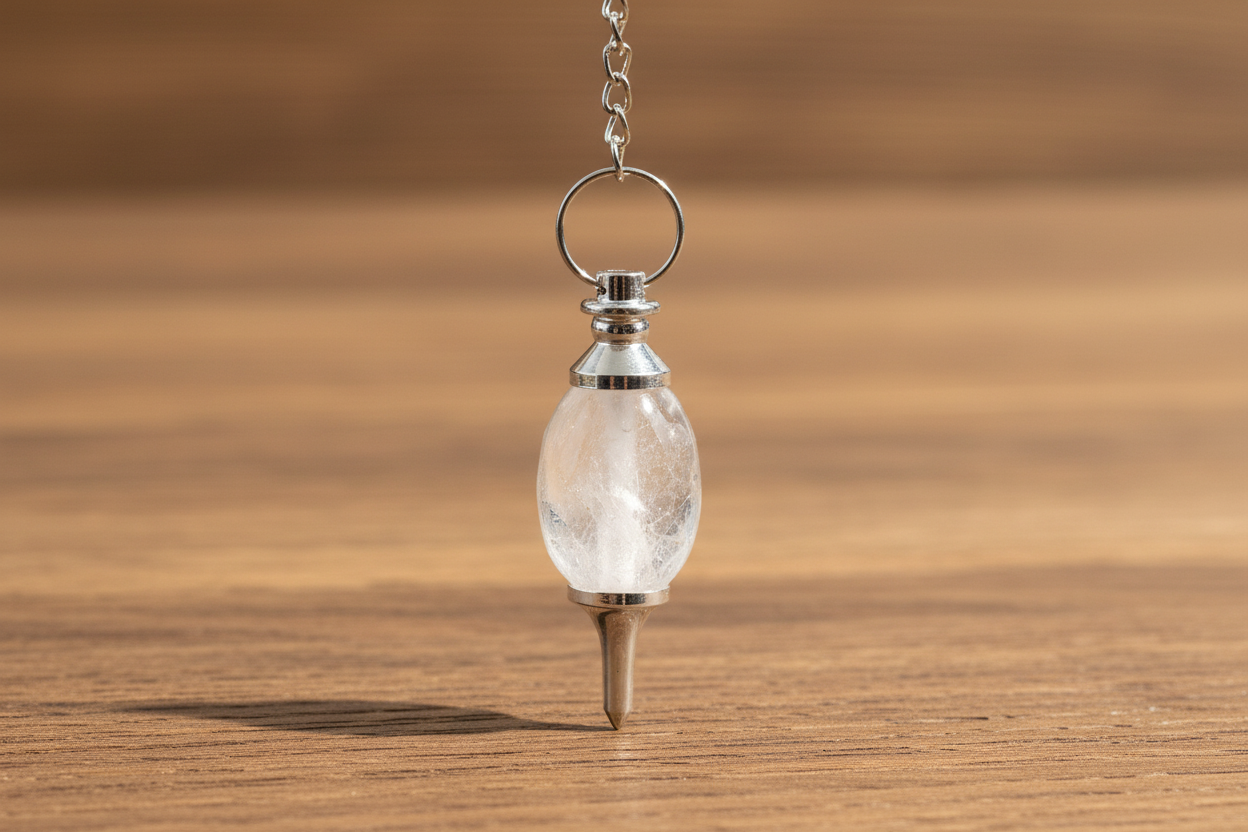 Lingam Shaped Gemstone Pendulum - Clear Quartz