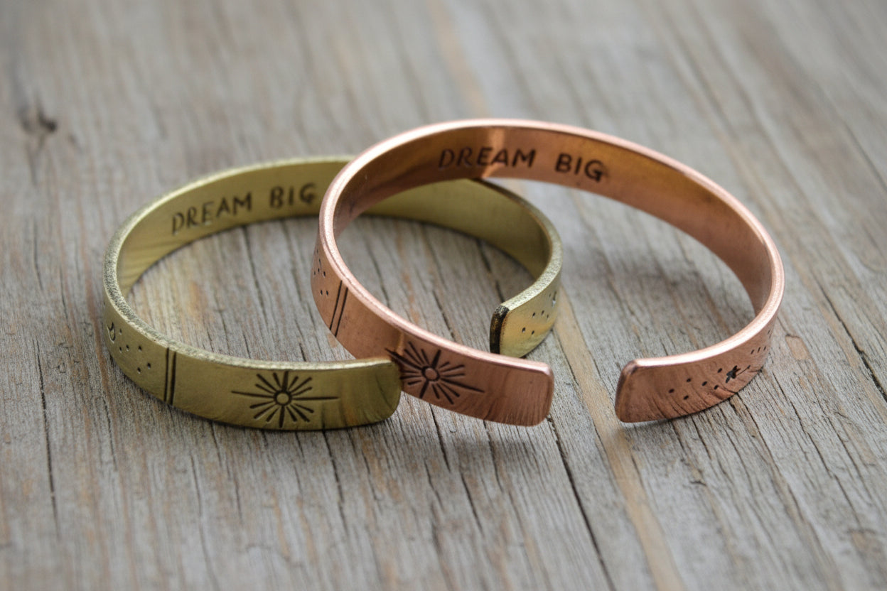 Copper Bracelet - Sunrise, Galaxy, Stars, Earth