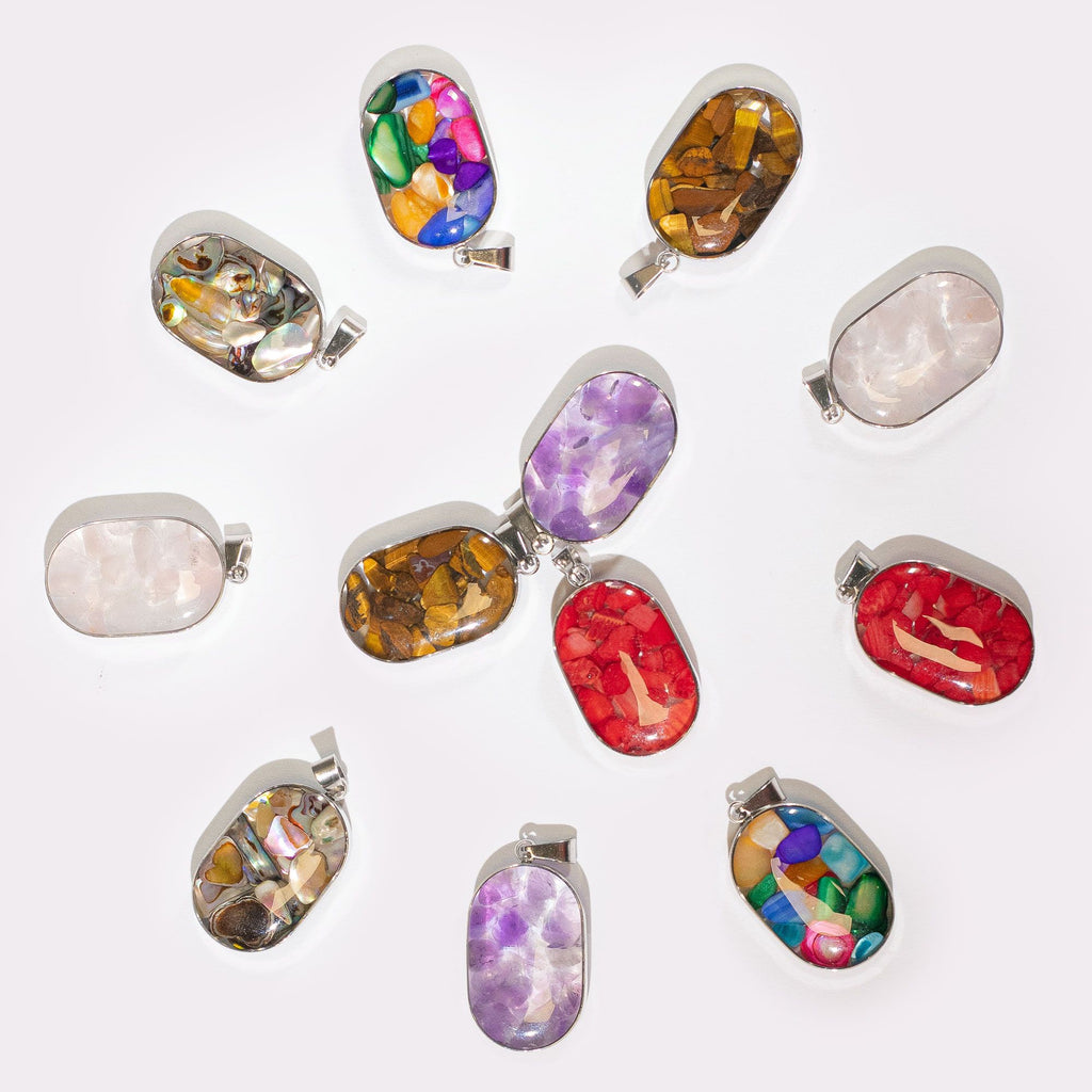 Gemstone & Shell Pendants - 12 pieces
