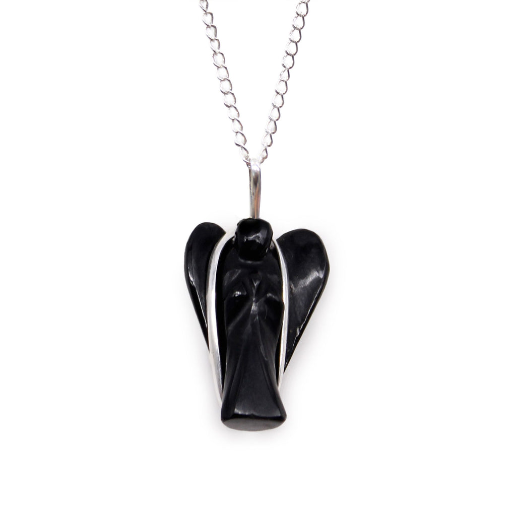 Guardian Angel Necklace - Black Agate