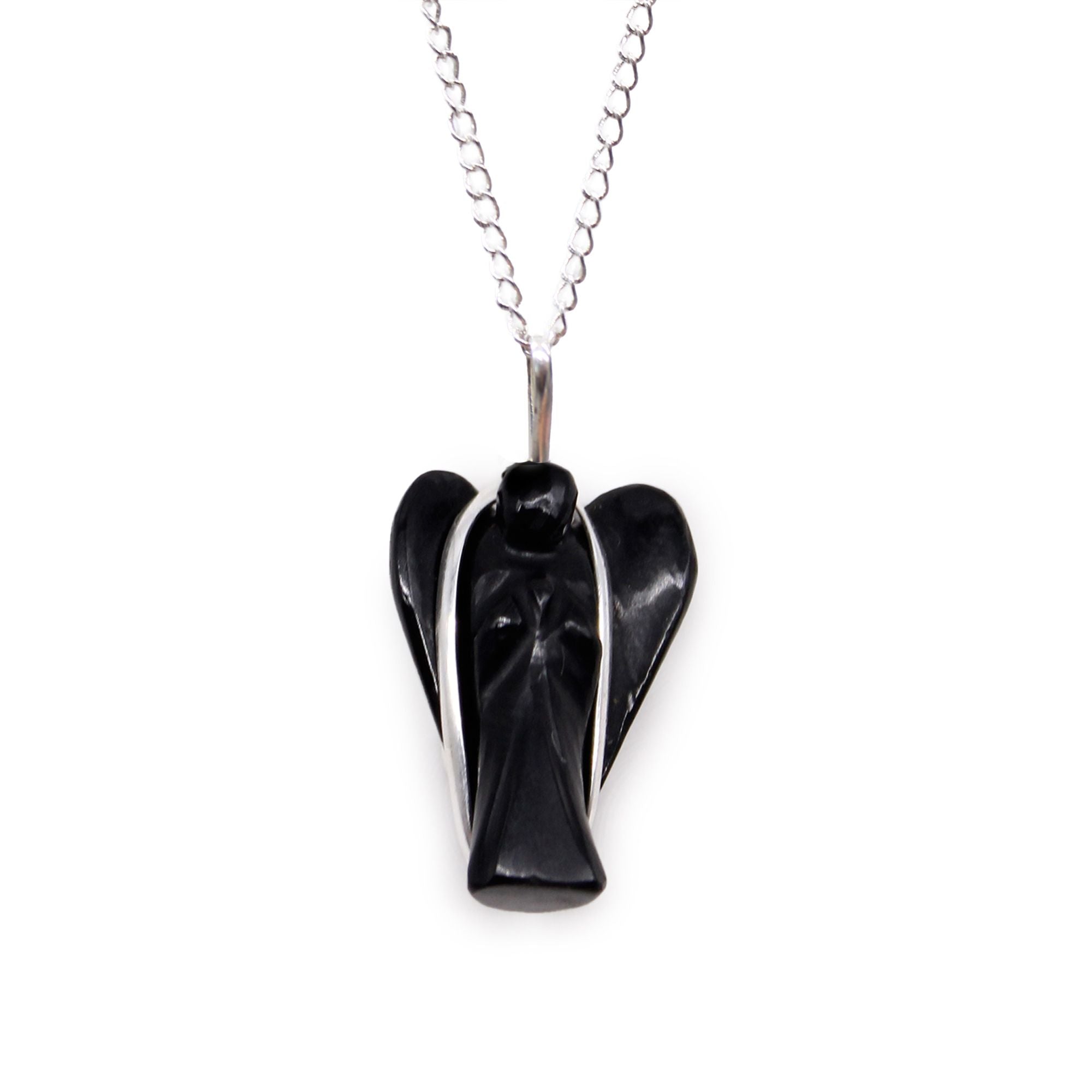 Guardian Angel Necklace - Black Agate