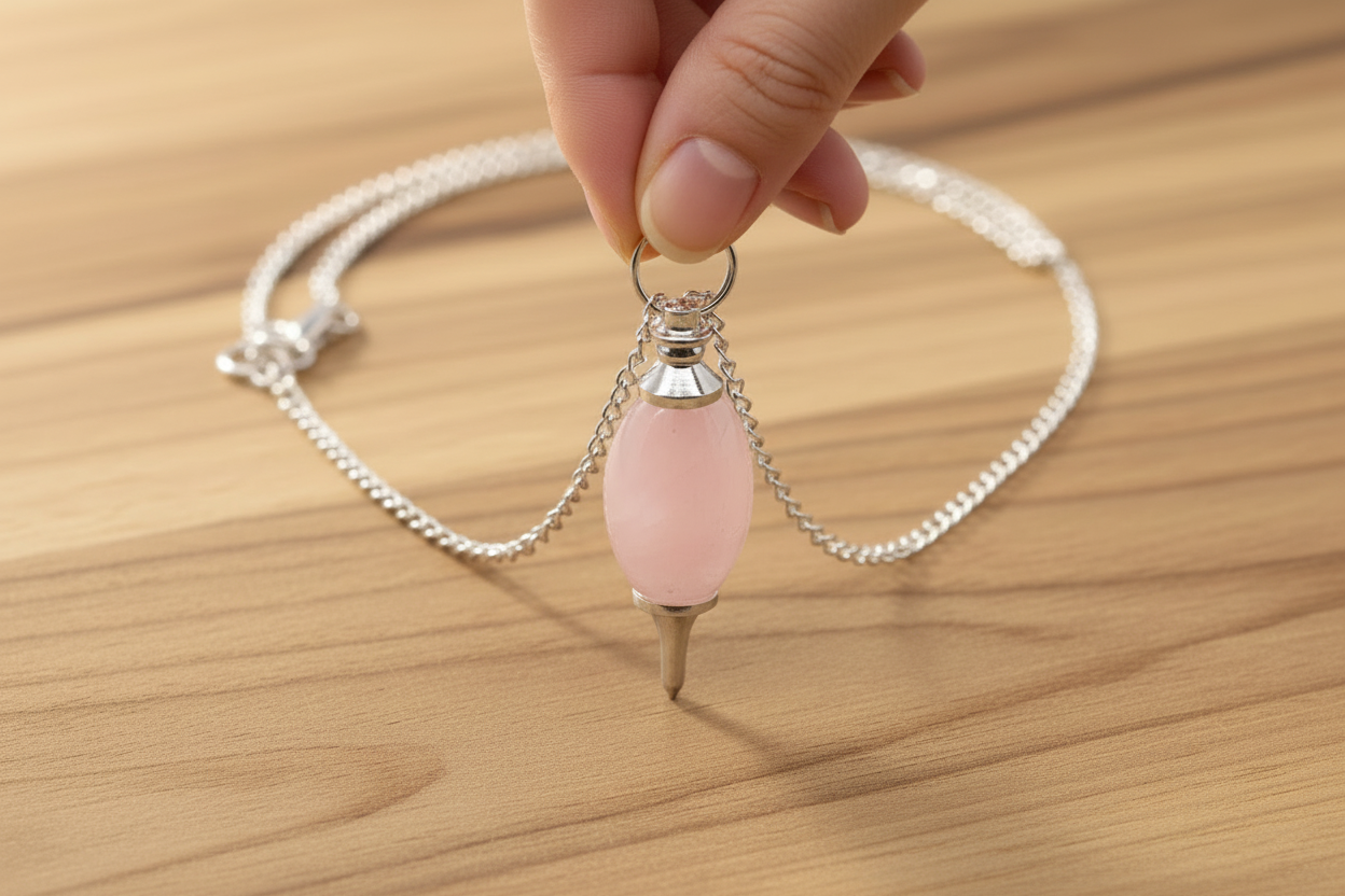 Lingam Shaped Gemstone Pendulum - Rose Quartz