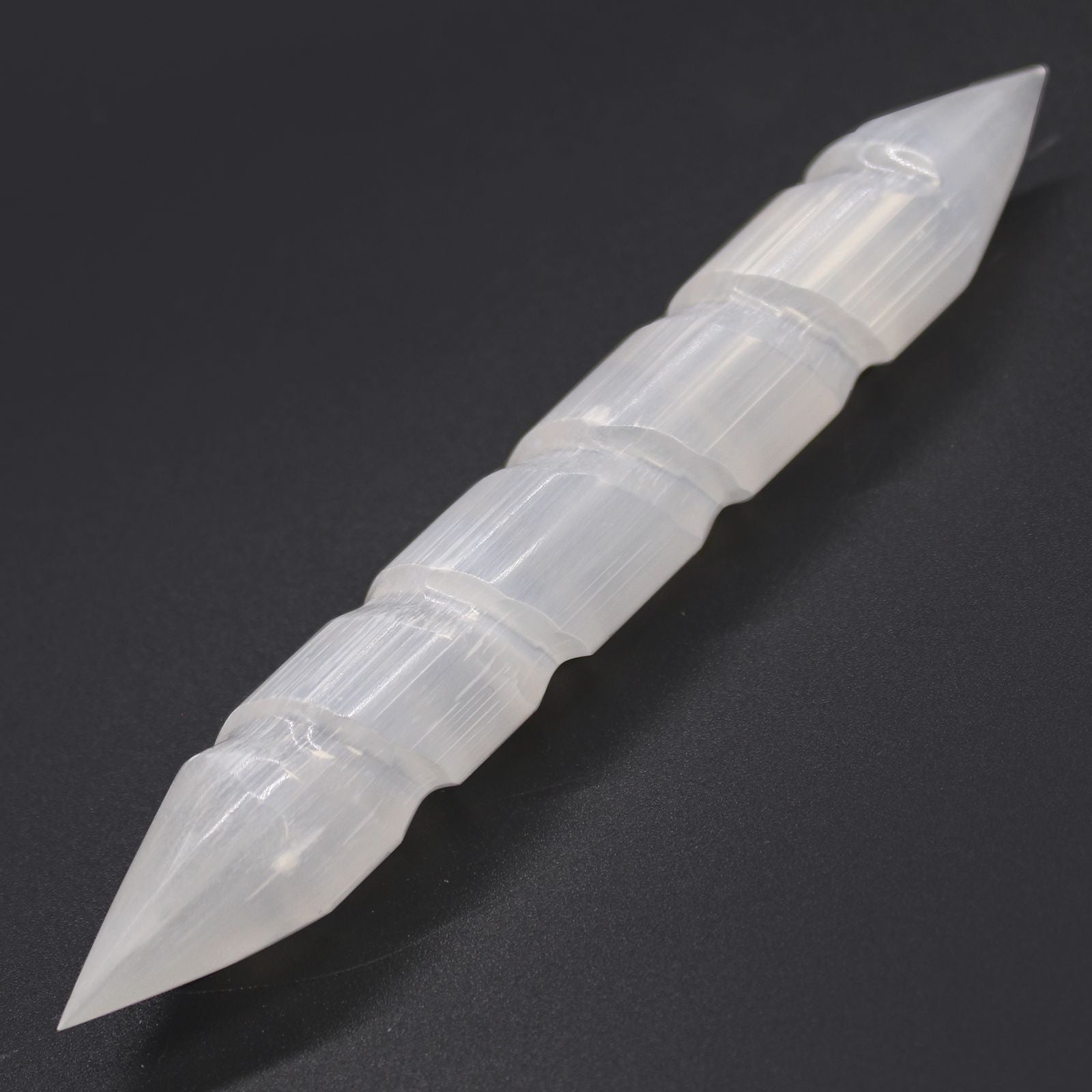 Selenite Spiral Double Point Wand