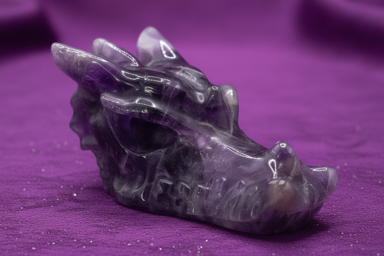 Gemstone Large Dragon Head- Amethyst