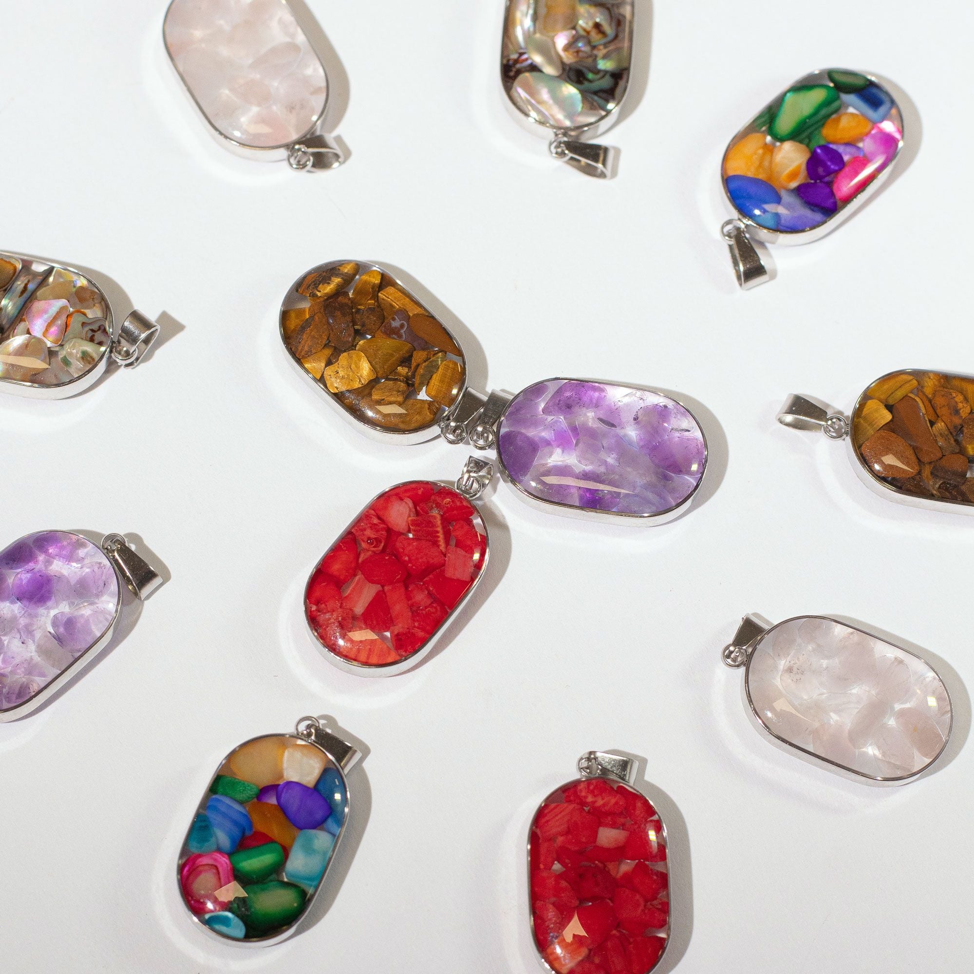 Gemstone & Shell Pendants - 12 pieces