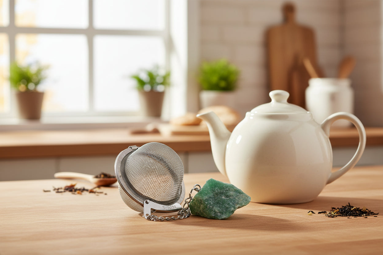 Raw Crystal Tea Strainer - Green Aventurine