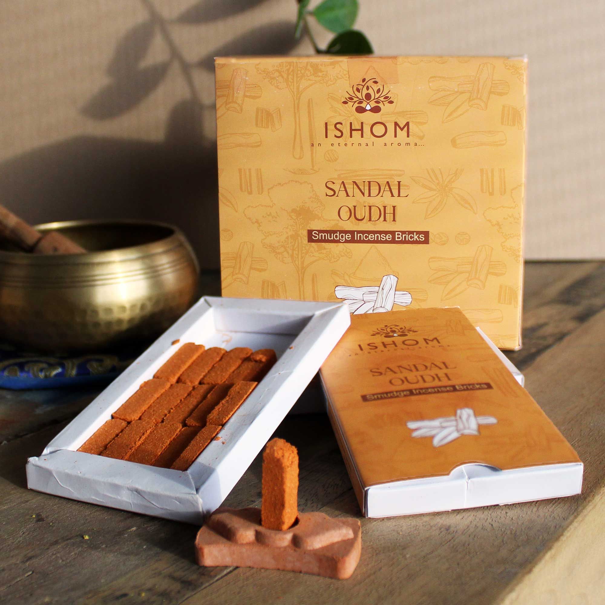 Natural Incense Smudge Bricks and Burner - Sandal Wood