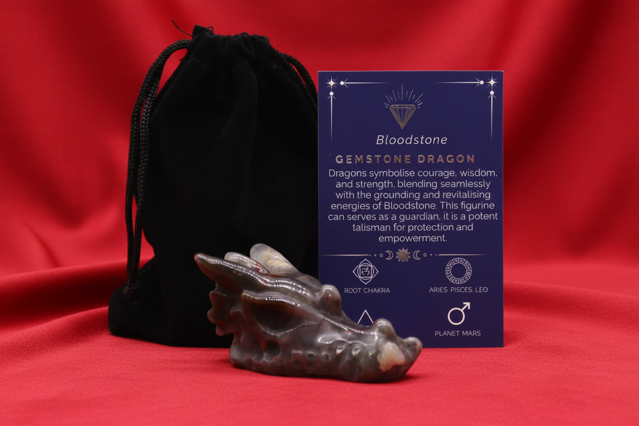 Gemstone Large Dragon Head- Bloodstone