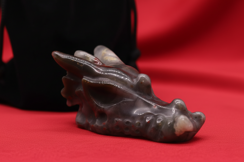 Gemstone Large Dragon Head- Bloodstone