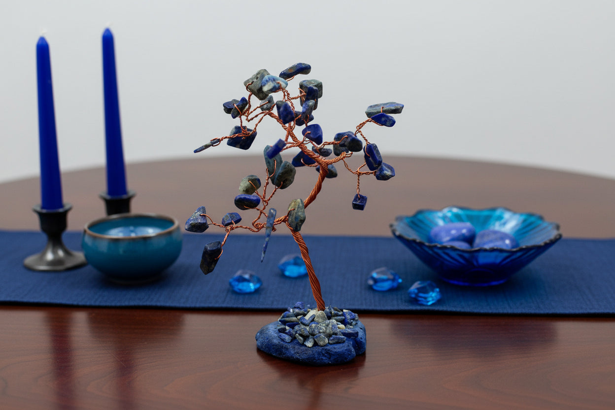 Gemstone Tree - Sodalite on Blue Agate Base (35 stones)