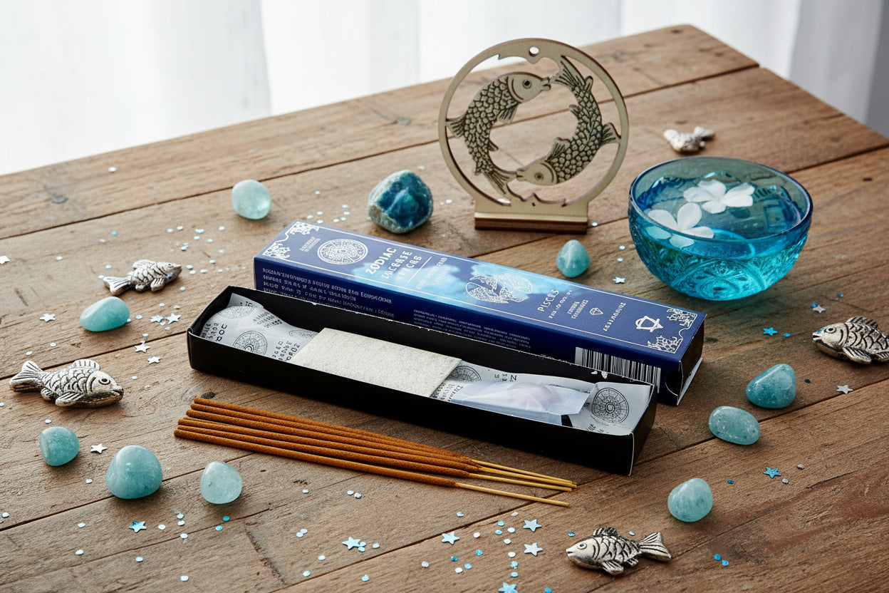 Incense & Gemstone Zodiac Gift Set - Pisces