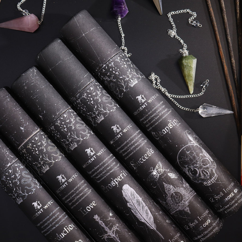 Ancient Witch Spell Incense - Cleansing - Clear Quartz Pendulum