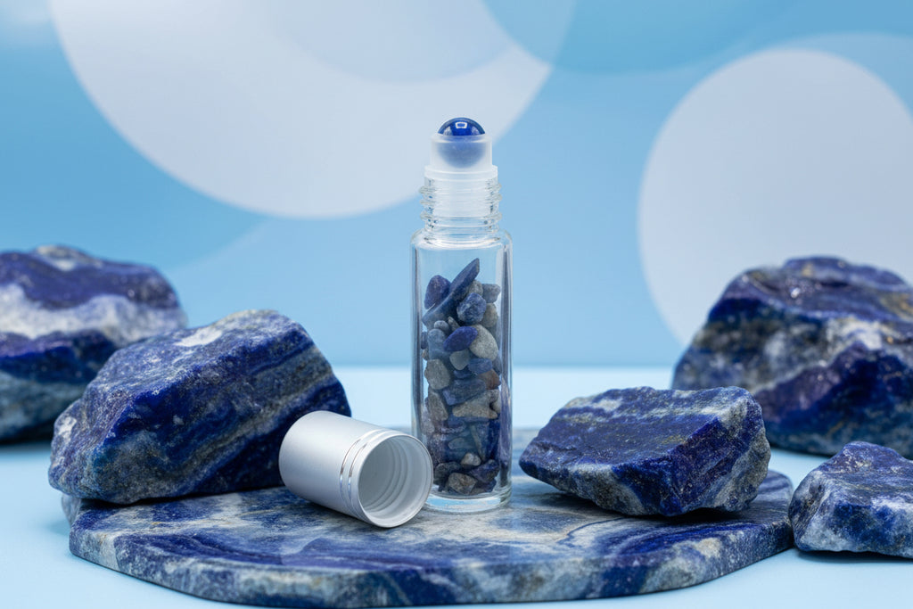 Gemstone Essential Oil Roller Bottle - Sodalite  - Silver Cap