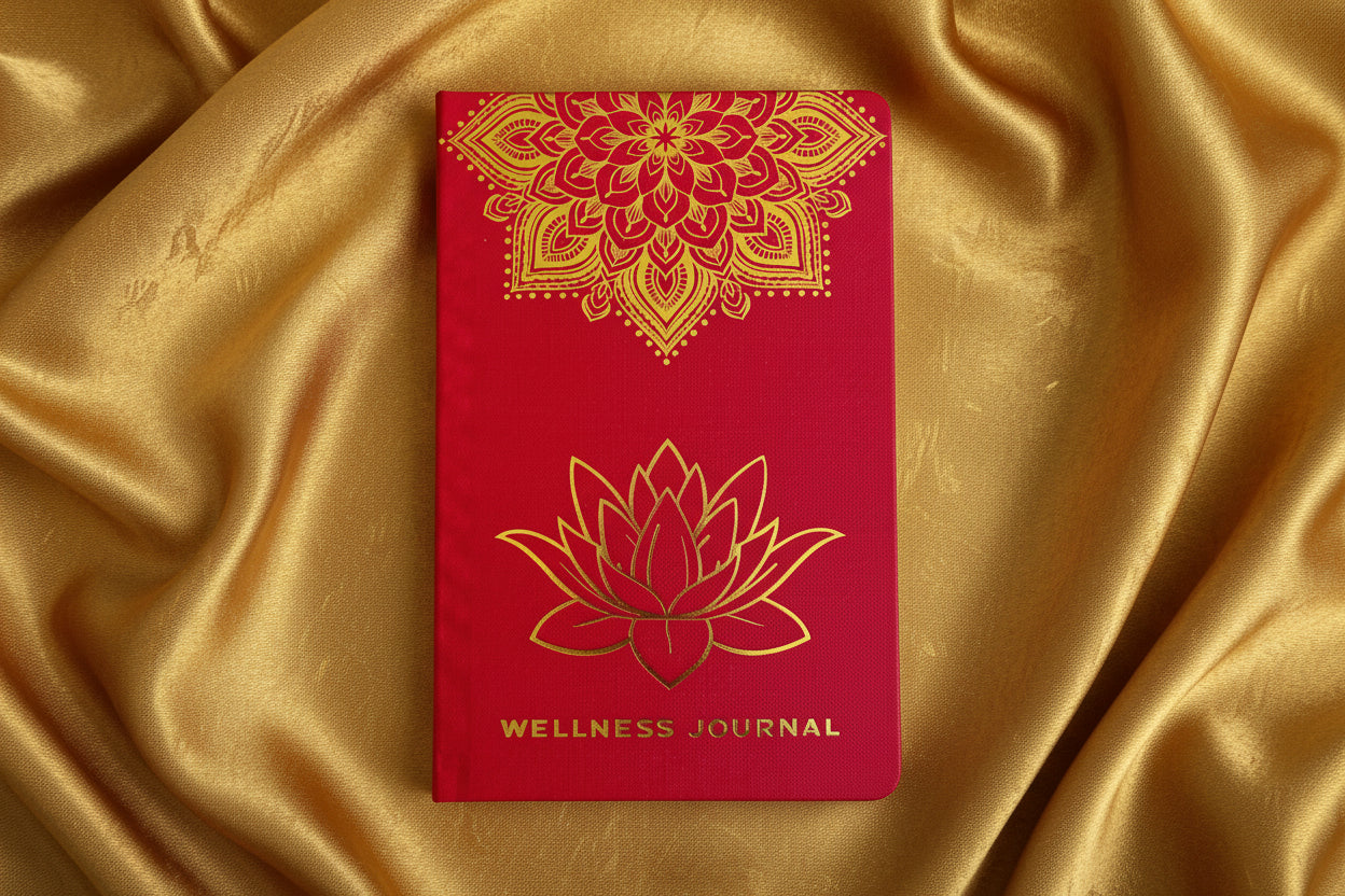 Red Wellness Journal - Golden Mandala and Lotus