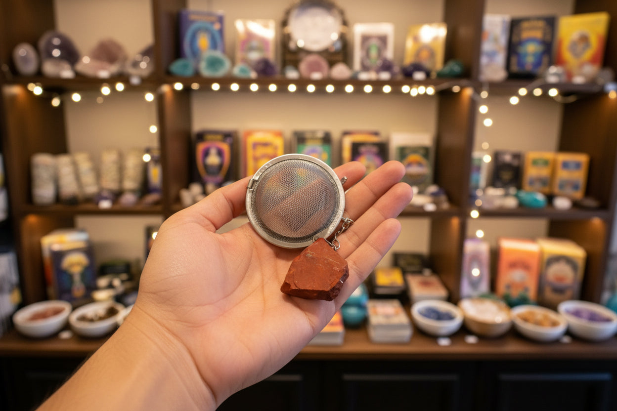 Raw Crystal Tea Strainer - Red Jasper