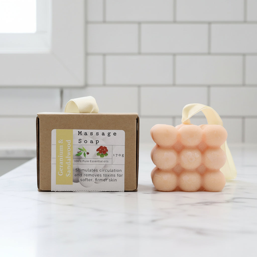 Boxed Single Massage Soaps - Geranium & Sandalwood