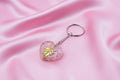 Orgonite Power Keyring - Rose Quartz Heearts Golden Leaf