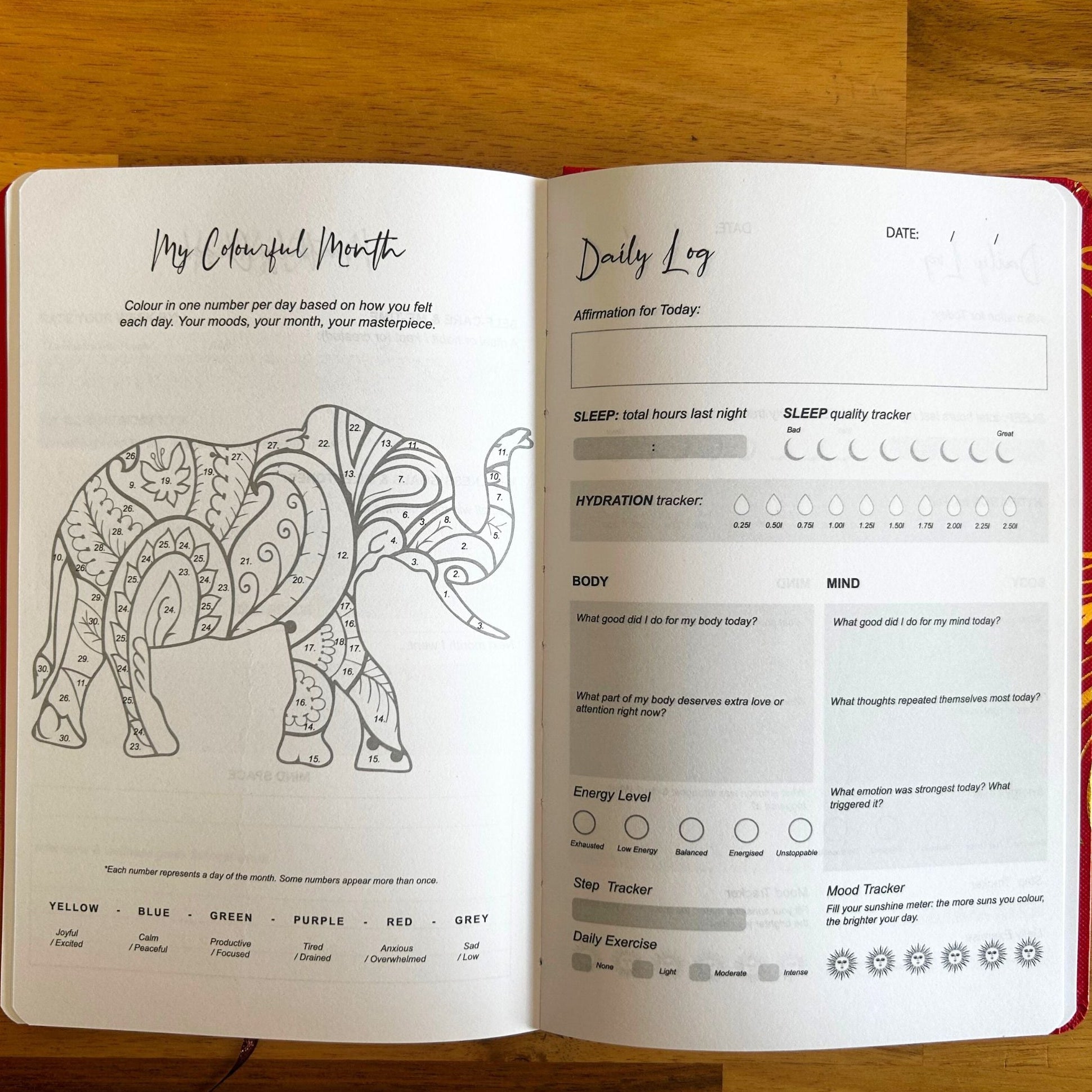 Red Wellness Journal - Golden Mandala and Lotus