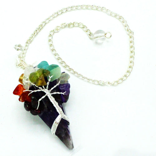7 Chakra Amethyst Pendulum