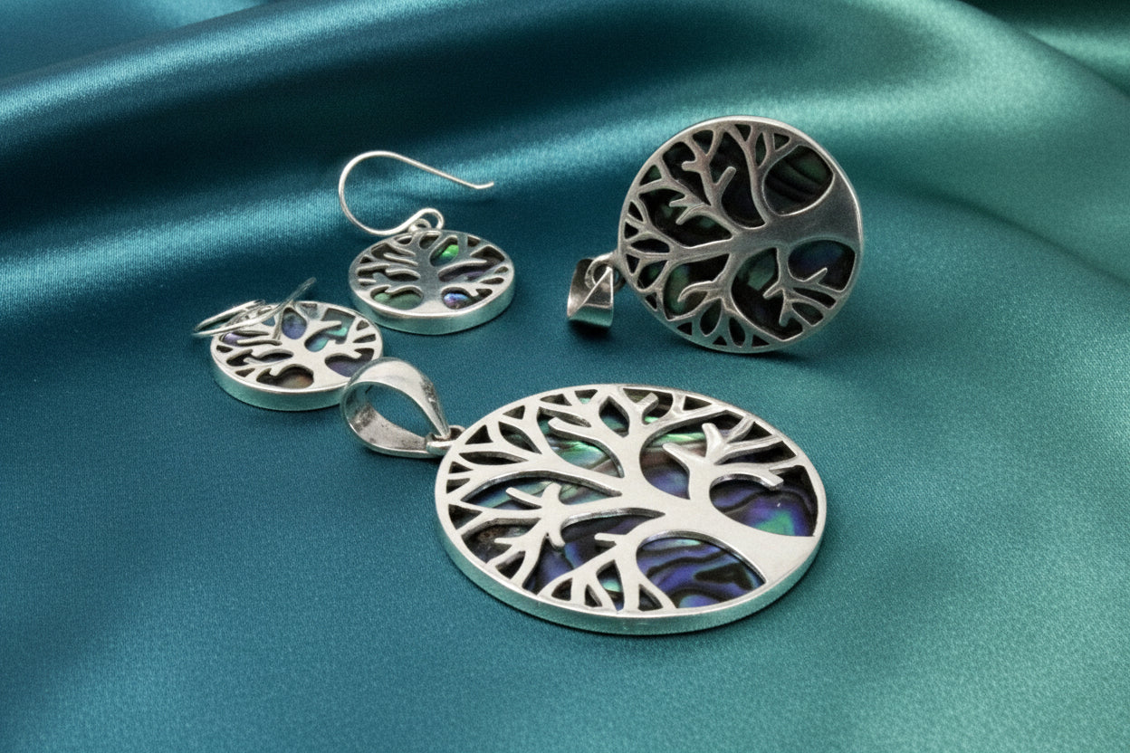 Abalone & Shell Earrings - Tree of Life