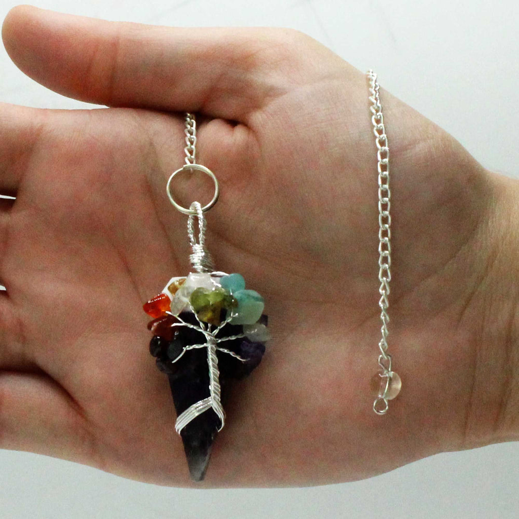 7 Chakra Amethyst Pendulum