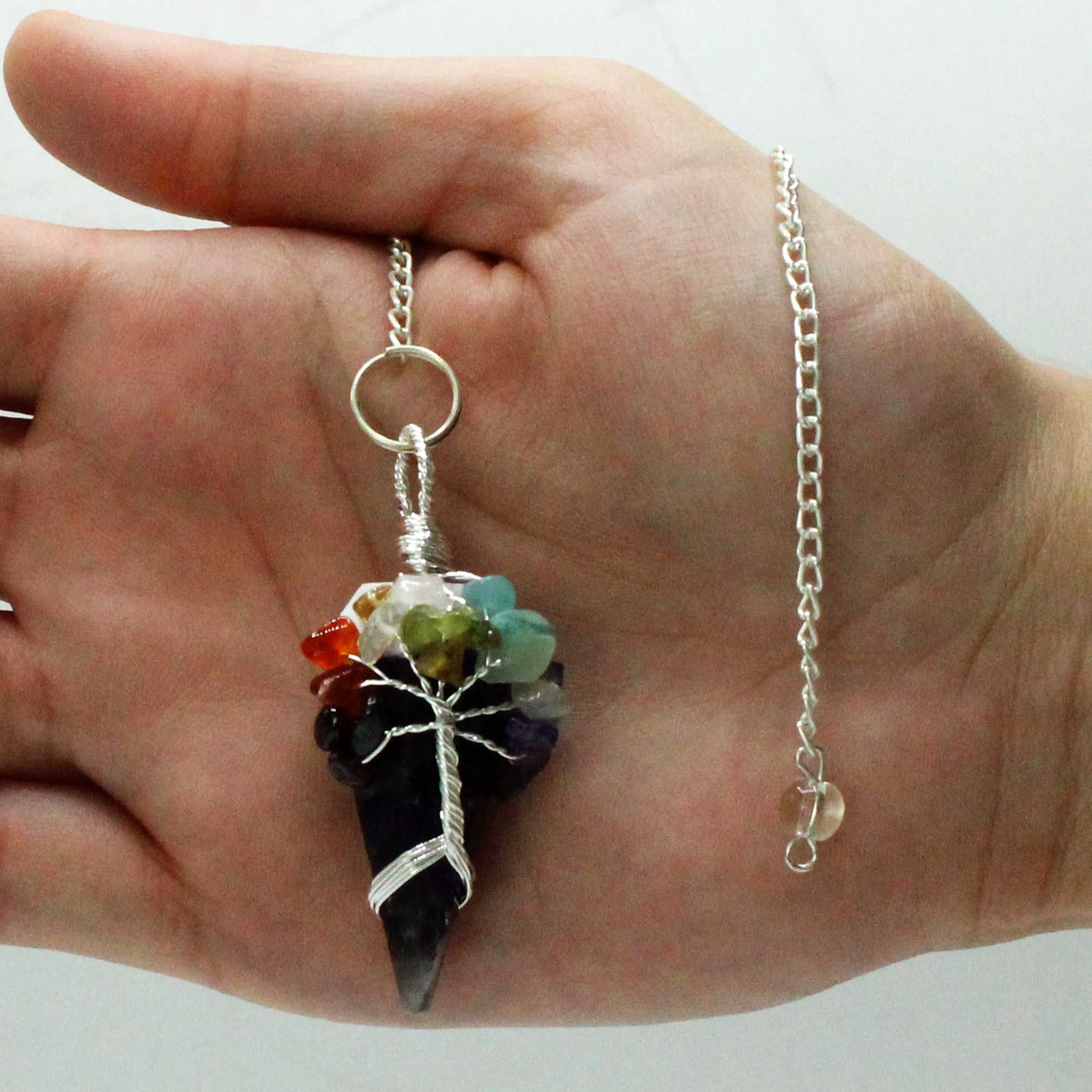 7 Chakra Amethyst Pendulum