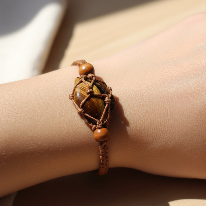 Gemstone Bracelet Cord - Brown
