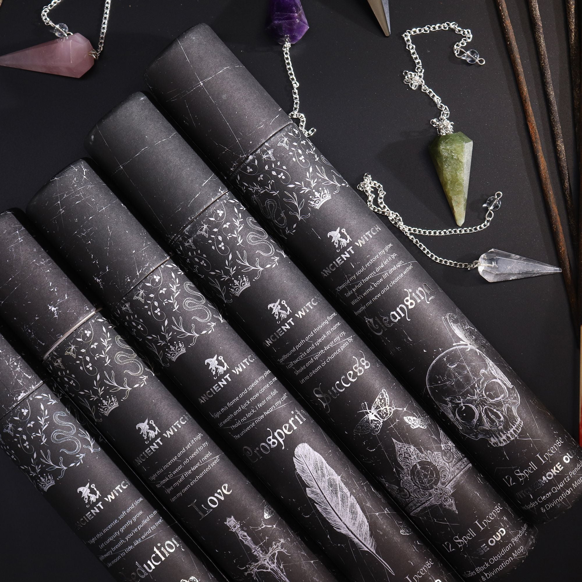 Ancient Witch Spell Incense - Love - Rose Quartz Pendulum