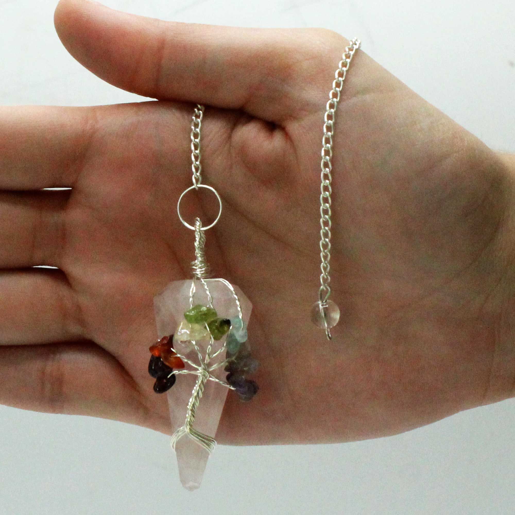 7 Chakra Rose Quartz Pendulum