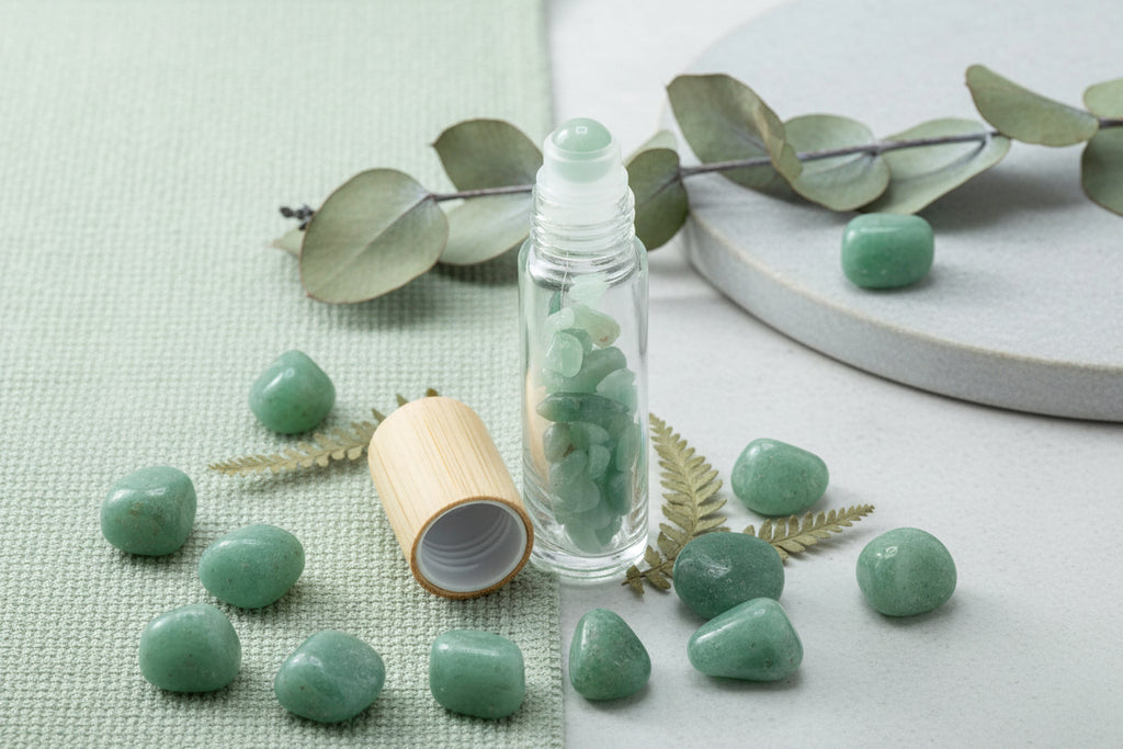 Gemstone Essential Oil Roller Bottle - Aventurine - Wooden Cap