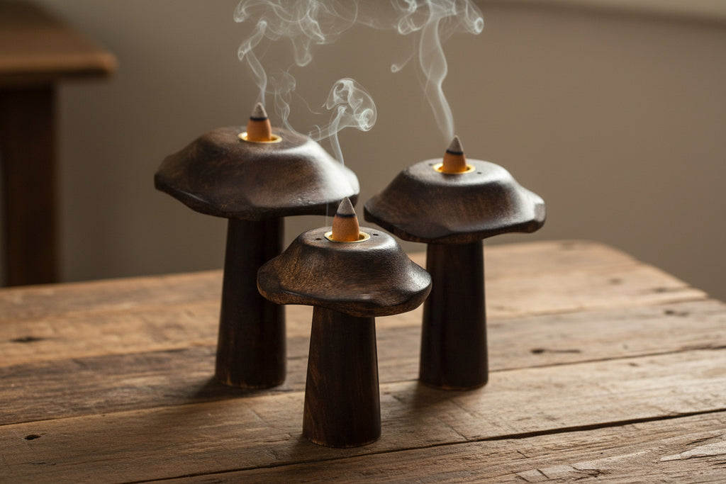 Set of 3 Incense Burner Mushrooms