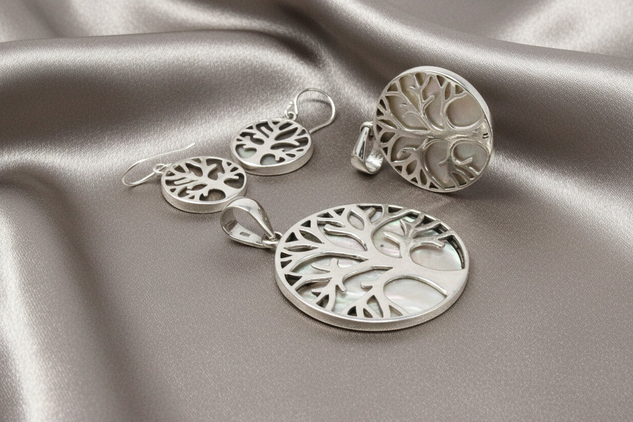 Mother of Pearl & Silver Pendant - Tree of Life