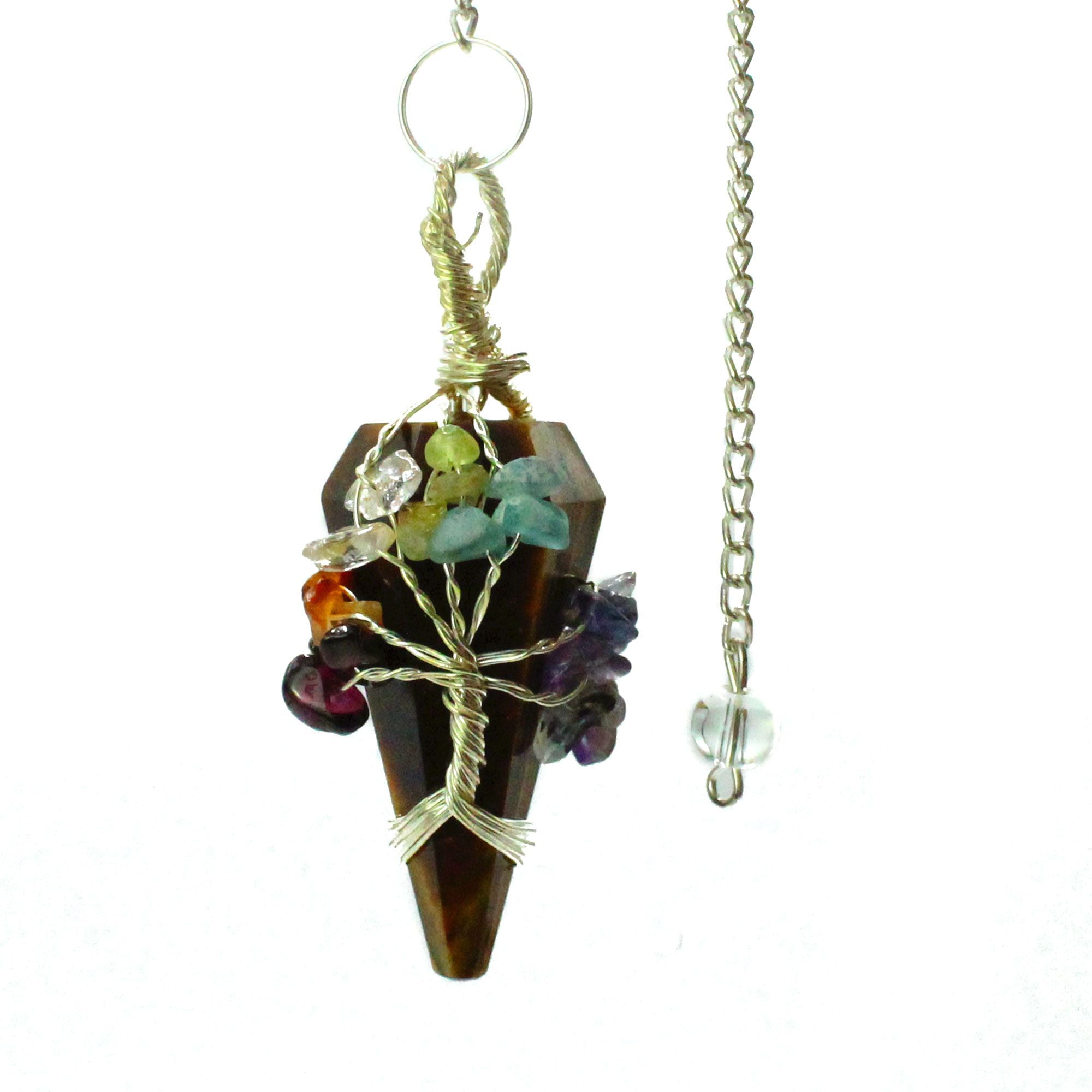 7 Chakra Tigers Eye Pendulum
