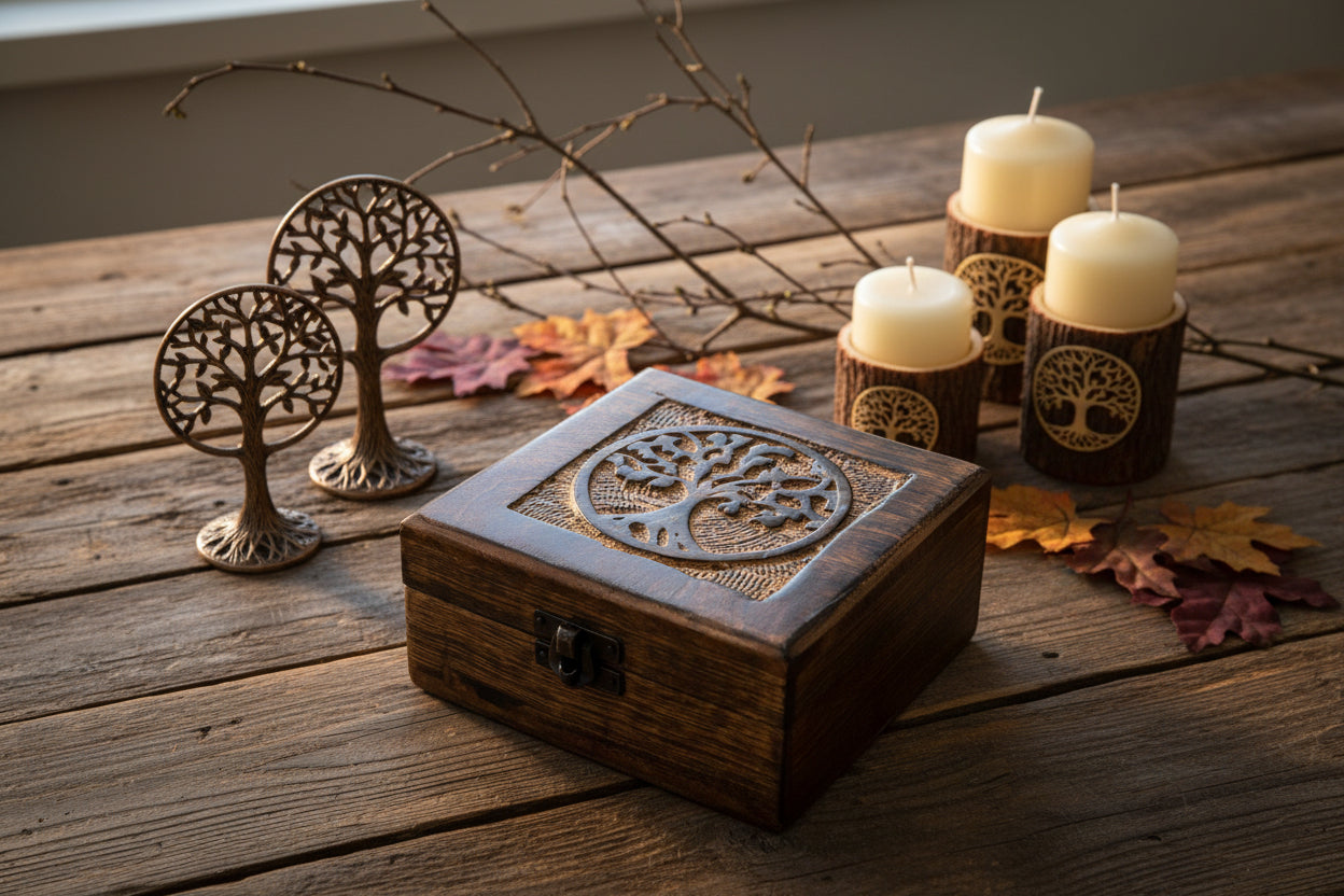 Square Wooden Keepsake Box - Tree of Life