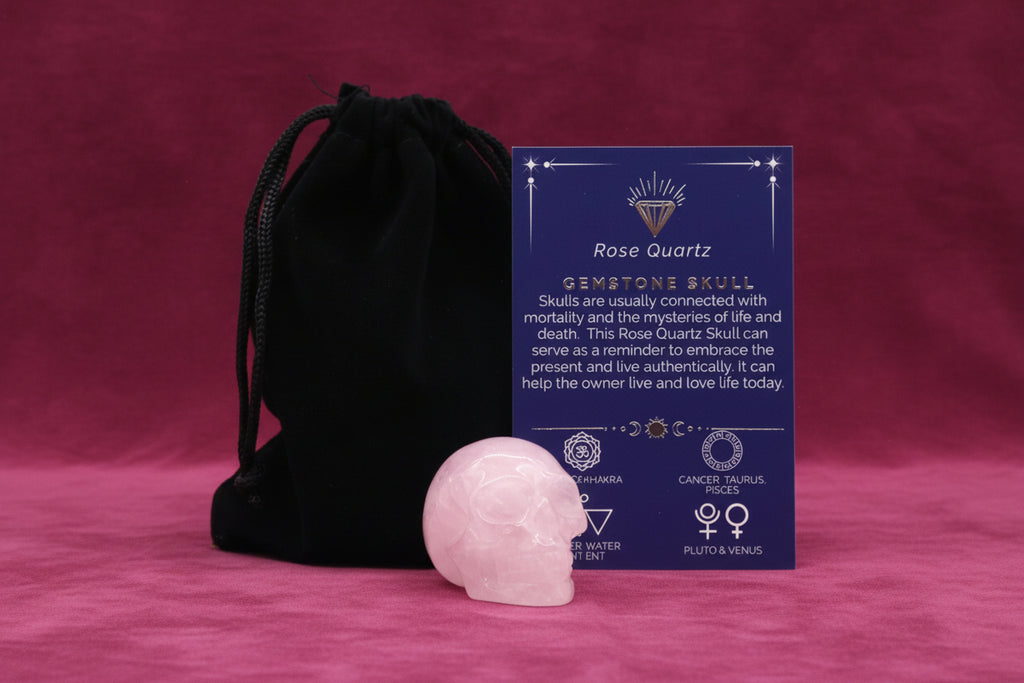 Gemstone Small Skull - Rose Quartz